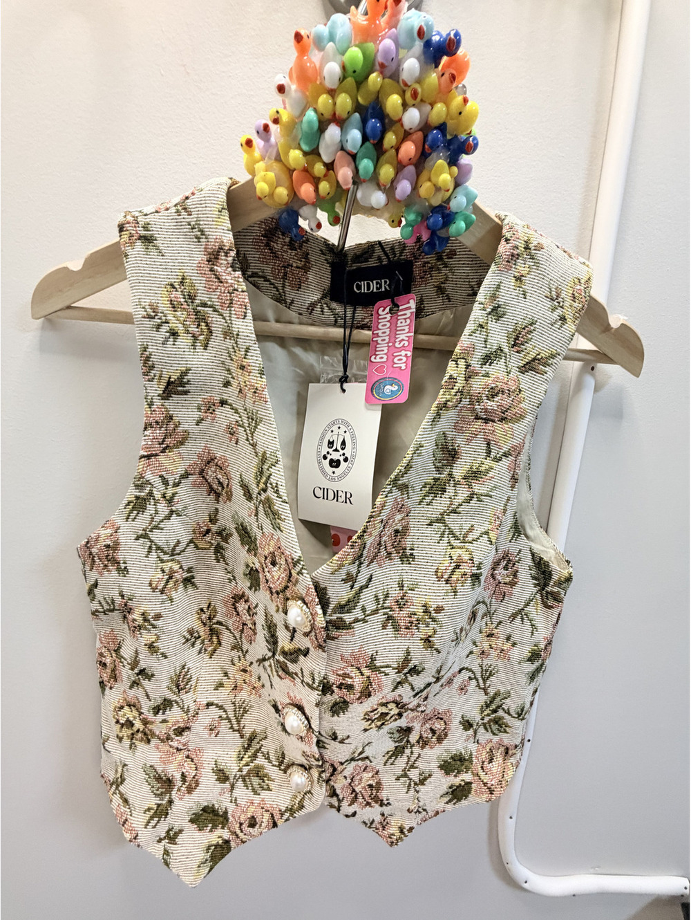 Cider Floral Patterned Women's Vest Size Small - Picture 3 of 7